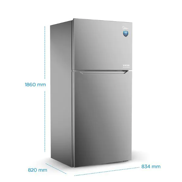 Midea MDRB424FGD02O Freestanding Fridge Freezer, Frost Free, Electronic Control, 310L, 60/40 Split, 224L Fridge+86L Freezer, Energy Saving, 59.5cm Wide, Inox