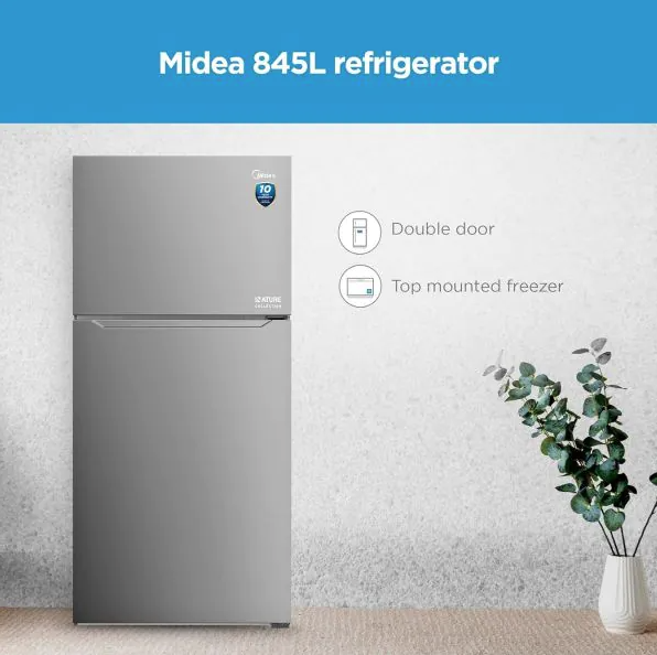 Midea MDRB424FGD02O Freestanding Fridge Freezer, Frost Free, Electronic Control, 310L, 60/40 Split, 224L Fridge+86L Freezer, Energy Saving, 59.5cm Wide, Inox